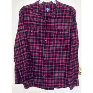 George - Men's Red Plaid Flannel Button-Up Shirt. Men’s 2XLT. Pre Owned.
